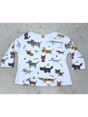 Jess Jane Critters Dog Lovers Print Cotton Top XL Half Sleeve 100% Cotton USA